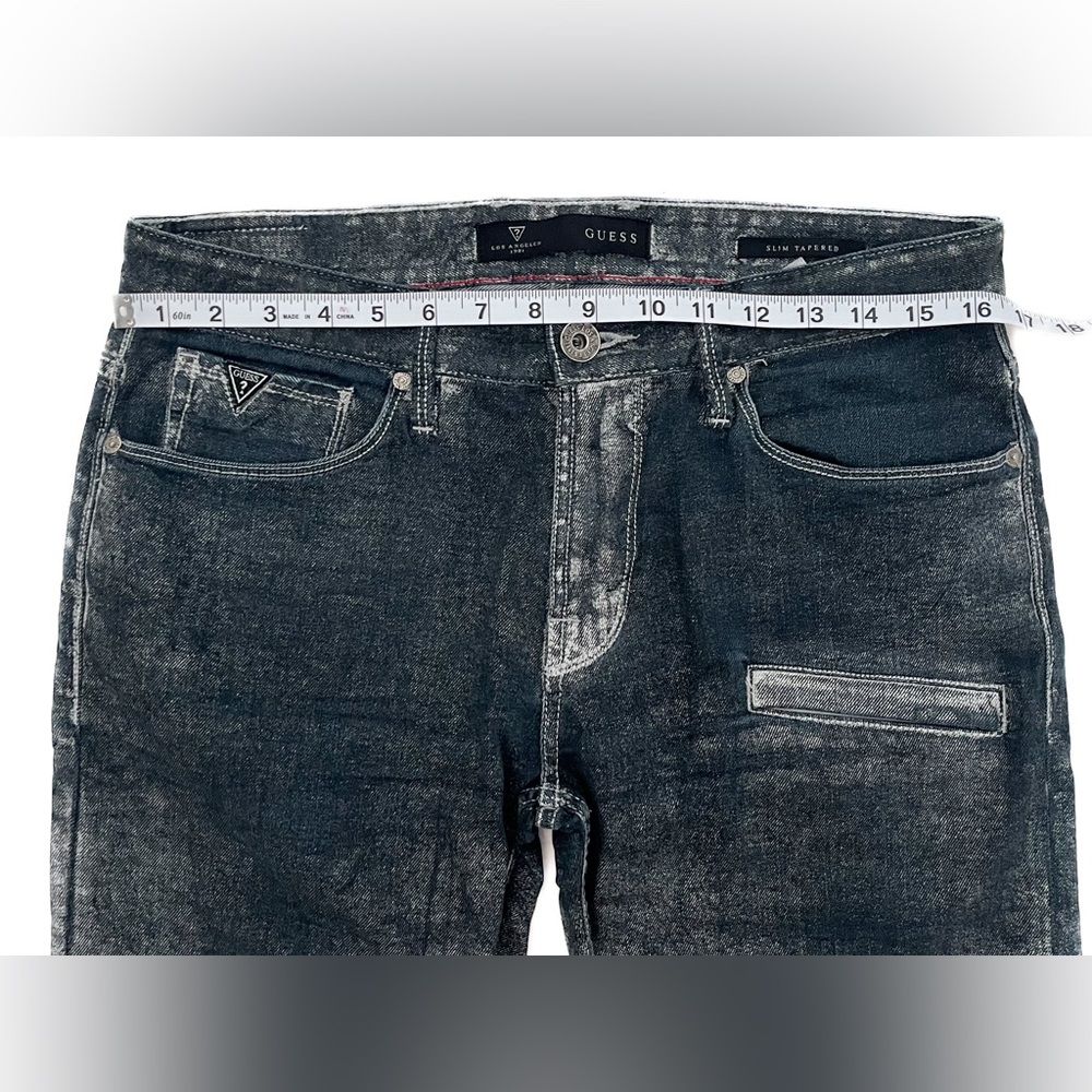 Guess Jeans Men’s Slim Taper Leg Jeans With White Wash Distressing - Picture 3 of 6